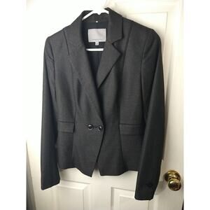 Classiques Entier Woman 4 Blazer Dark Grey Business Office Front Button Long...